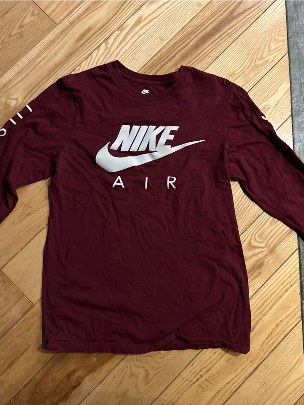 Nike Air Logo Long Sleeve Tee - Maroon and White